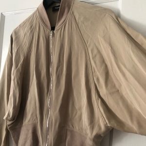 Theory Nude Silk Bomber Jacket